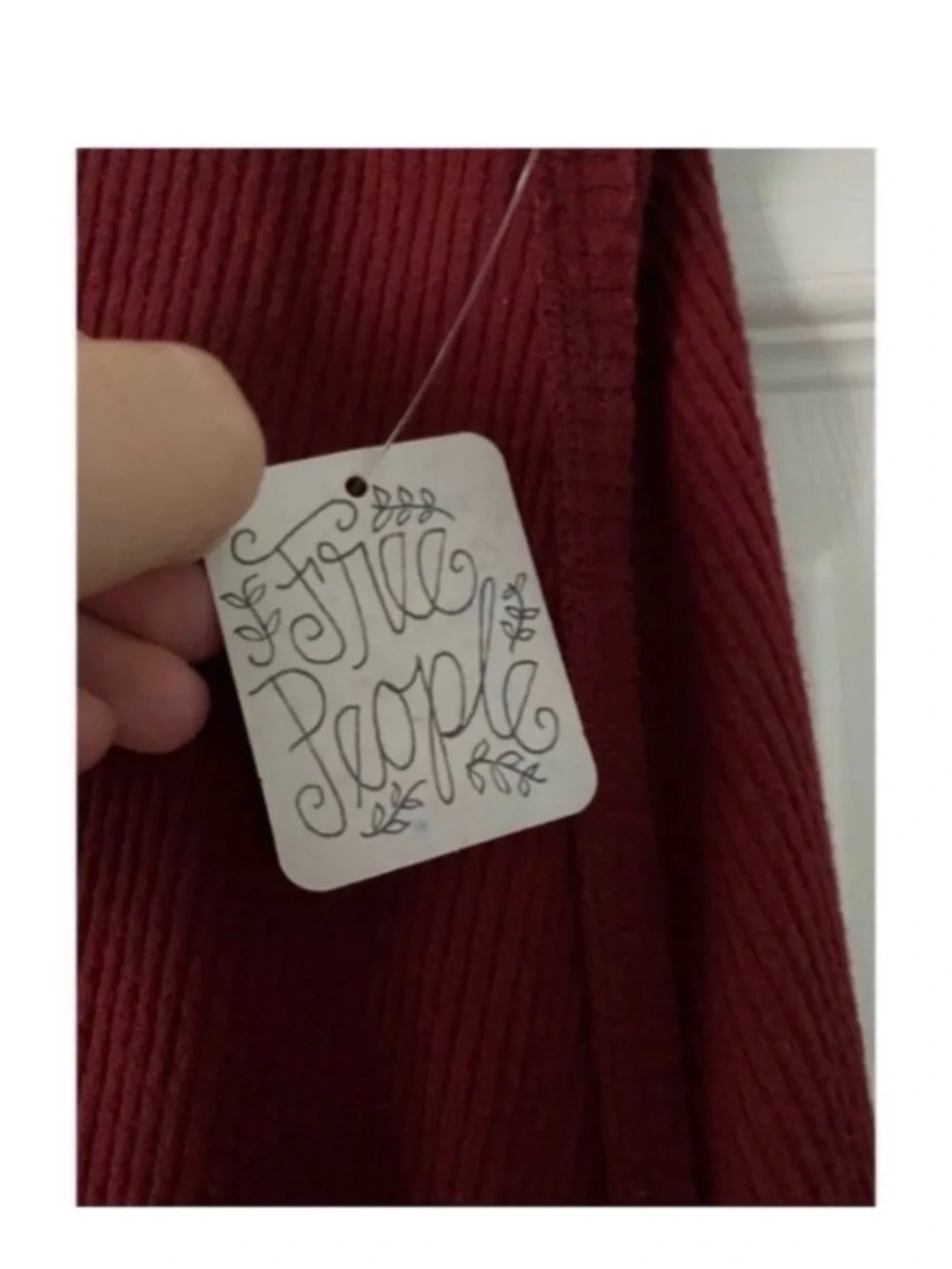 FREE PEOPLE Burgundy Ribbed T Shirt Dress